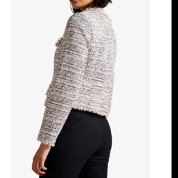 NWT TED BAKER LONDON 
Renata Tweed-Effect Fray-Detail Woven Boucle Jacket - Picture 2 of 16